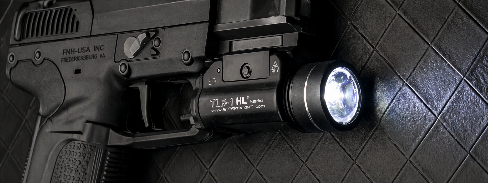 Gunvexa Lights and Lasers category banner showing tactical firearm light and laser accessories