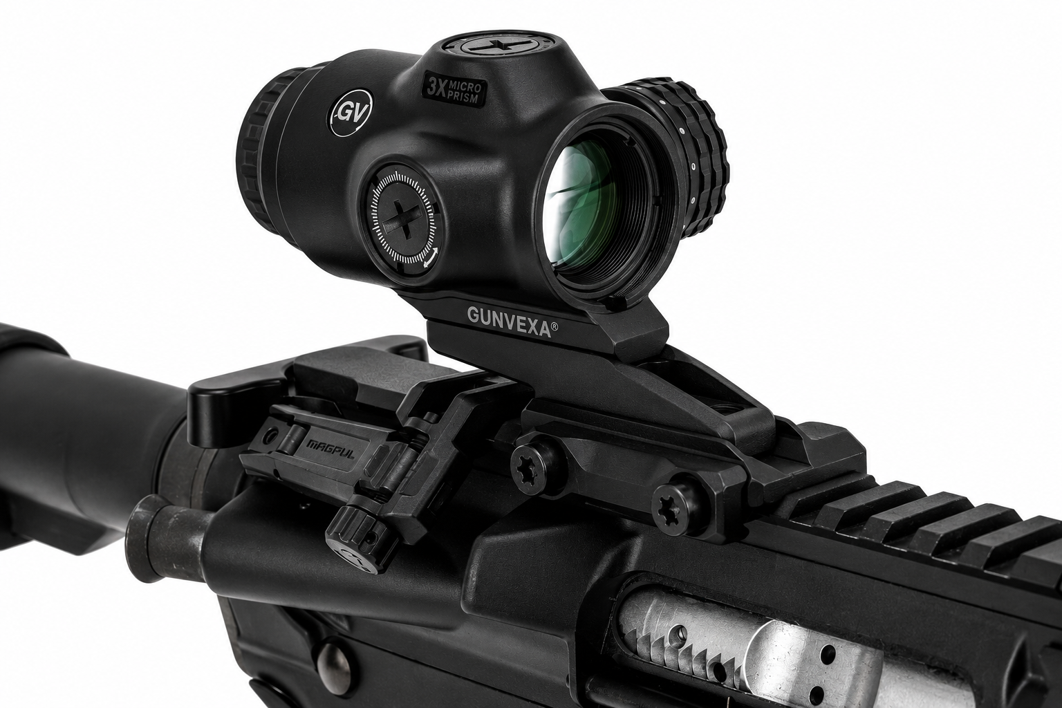 Gunvexa SLx 3X MicroPrism™ Scope - Red Illuminated ACSS Raptor Reticle - 5.56 / .308 - Yard