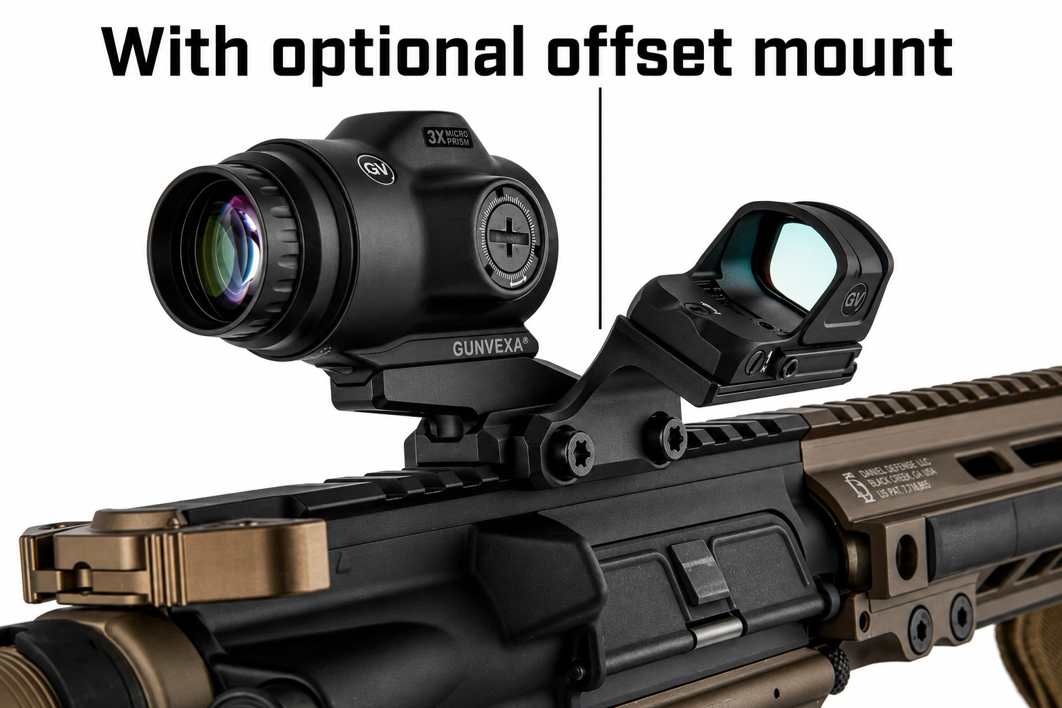 Gunvexa SLx 3X MicroPrism™ Scope - Red Illuminated ACSS Raptor Reticle - 5.56 / .308 - Yard