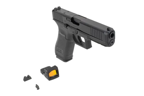 Glock 17 Gen 5 MOS 9mm with Trijicon RMR Type 2 and AmeriGlo suppressor sights