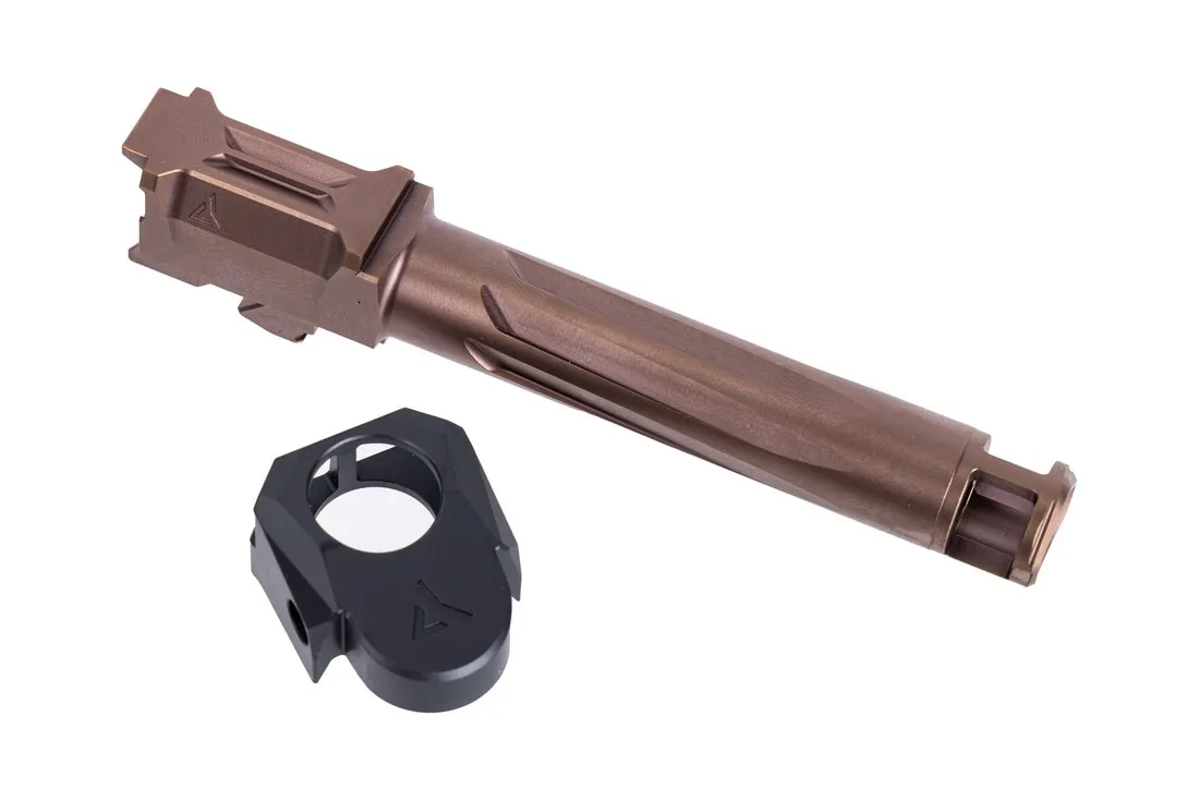 Radian AFTERBURNER + RAMJET INTRA-LOK Combo fits GLOCK 19/19x/45 Gen 5 - Muzzle Compensator and Fluted Barrel - Bronze
