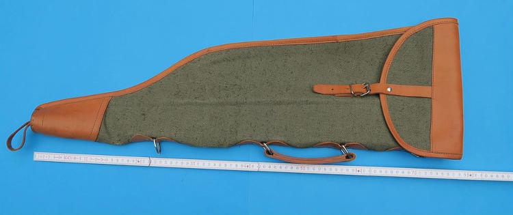 Brand new rustic case for a break-action rifle – canvas with leather trim