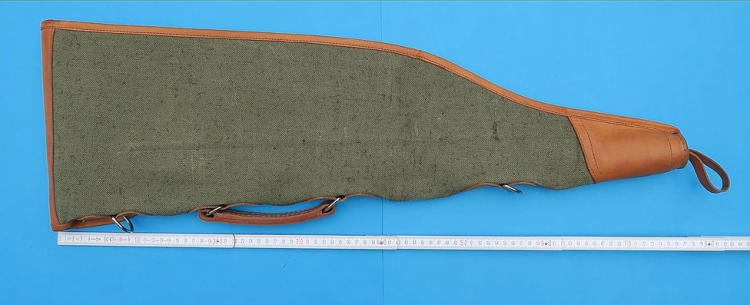 Brand new rustic case for a break-action rifle – canvas with leather trim